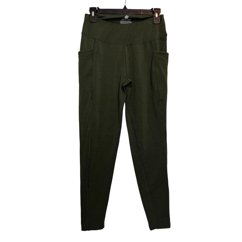Woolly Everyday Merino Leggings Size Medium Green With Pockets